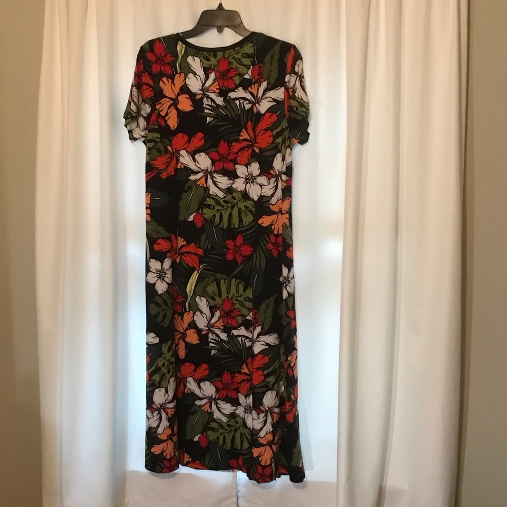 Cuddl Duds Black and Orange Floral Maxi Dress - Picture 4 of 6